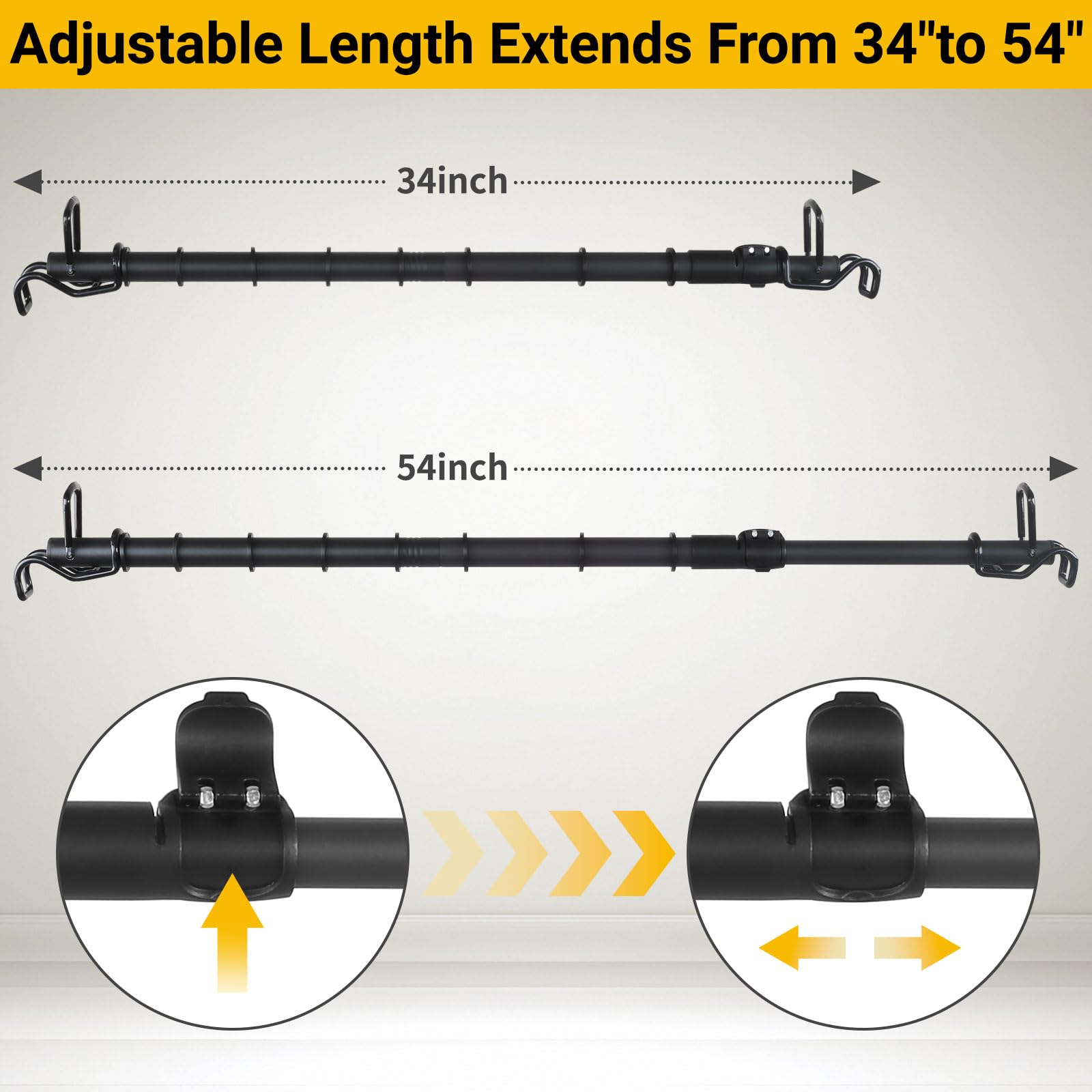 UEGHNS telescopic adjustable bar shown extending to fit most vehicles