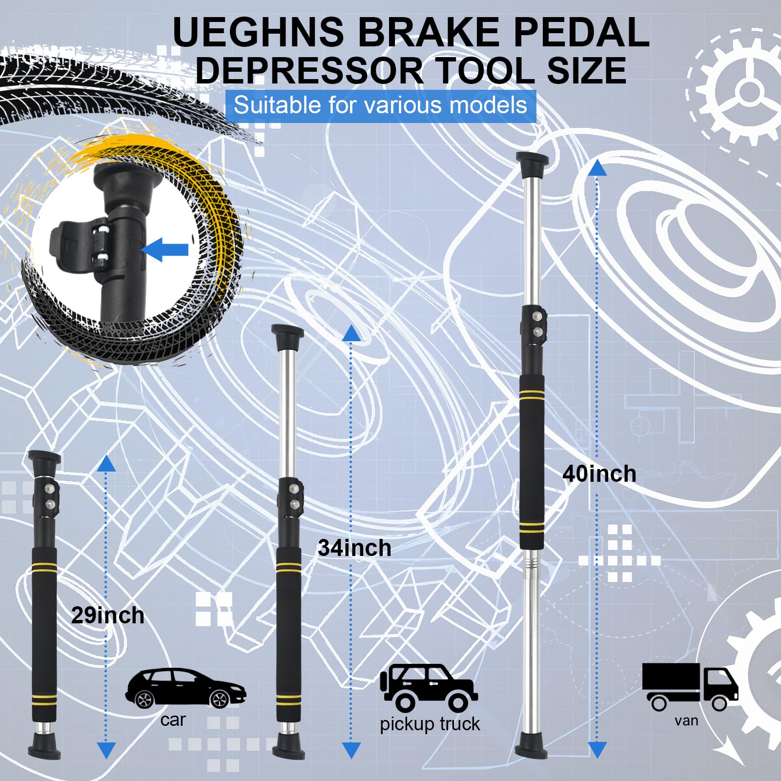 UEGHNS depressor positioned under the seat during a truck brake test to free hands.