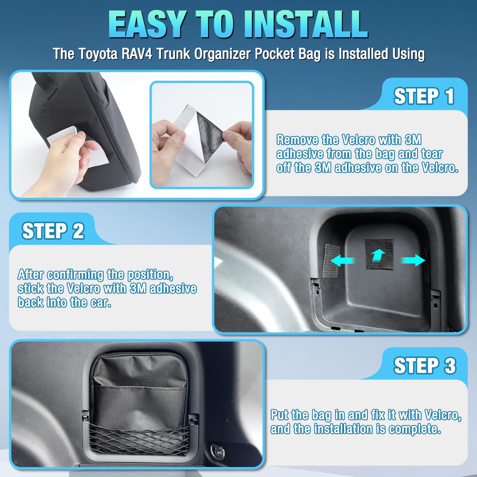 Uemicip RAV4 trunk organizer features a reinforced top handle.