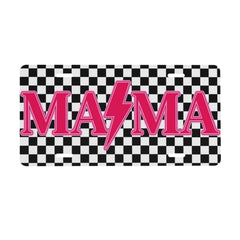 UEQIKI Mama pink checkered front license plate adds bold style to your car
