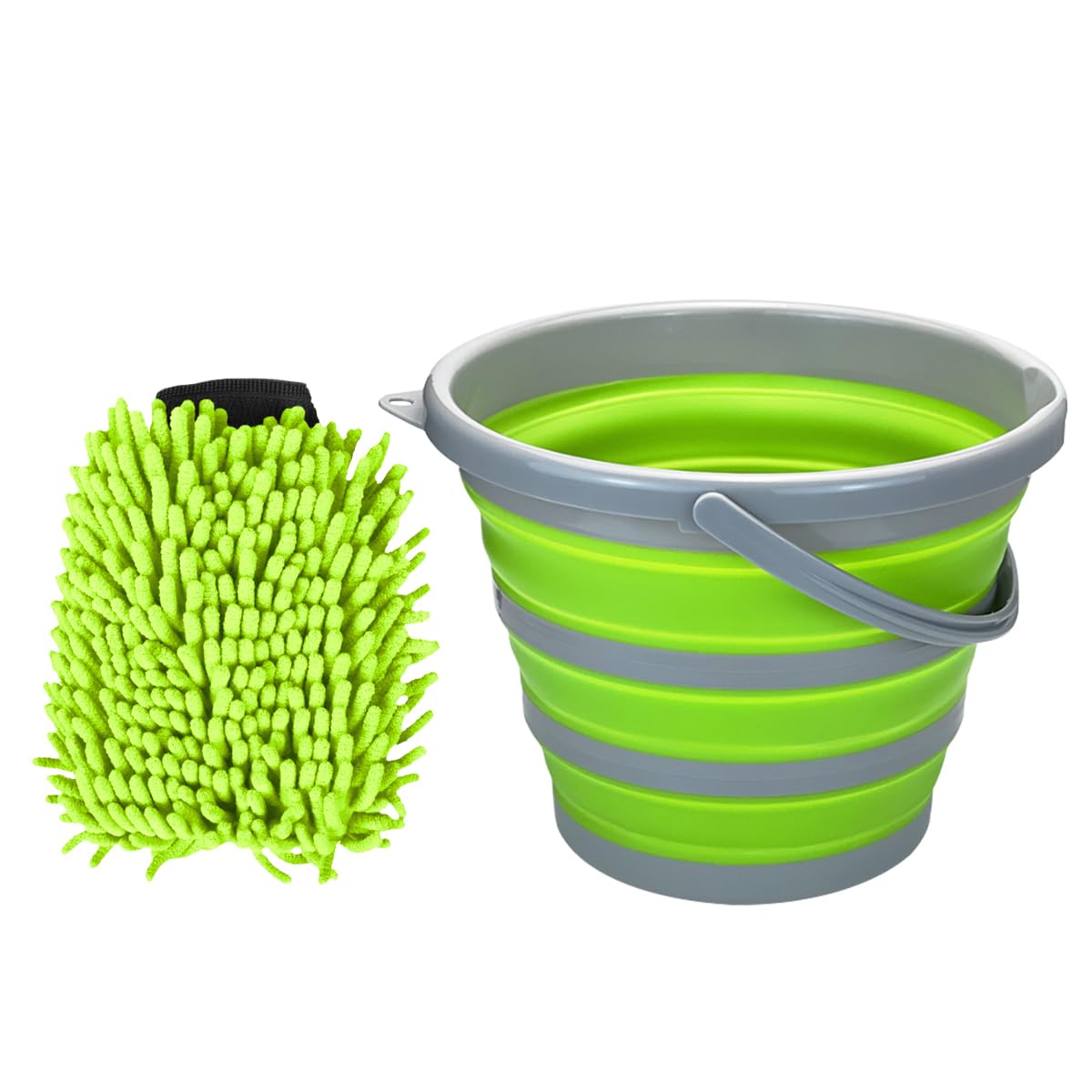 UHANBUT collapsible bucket top view for compact on-the-go cleaning