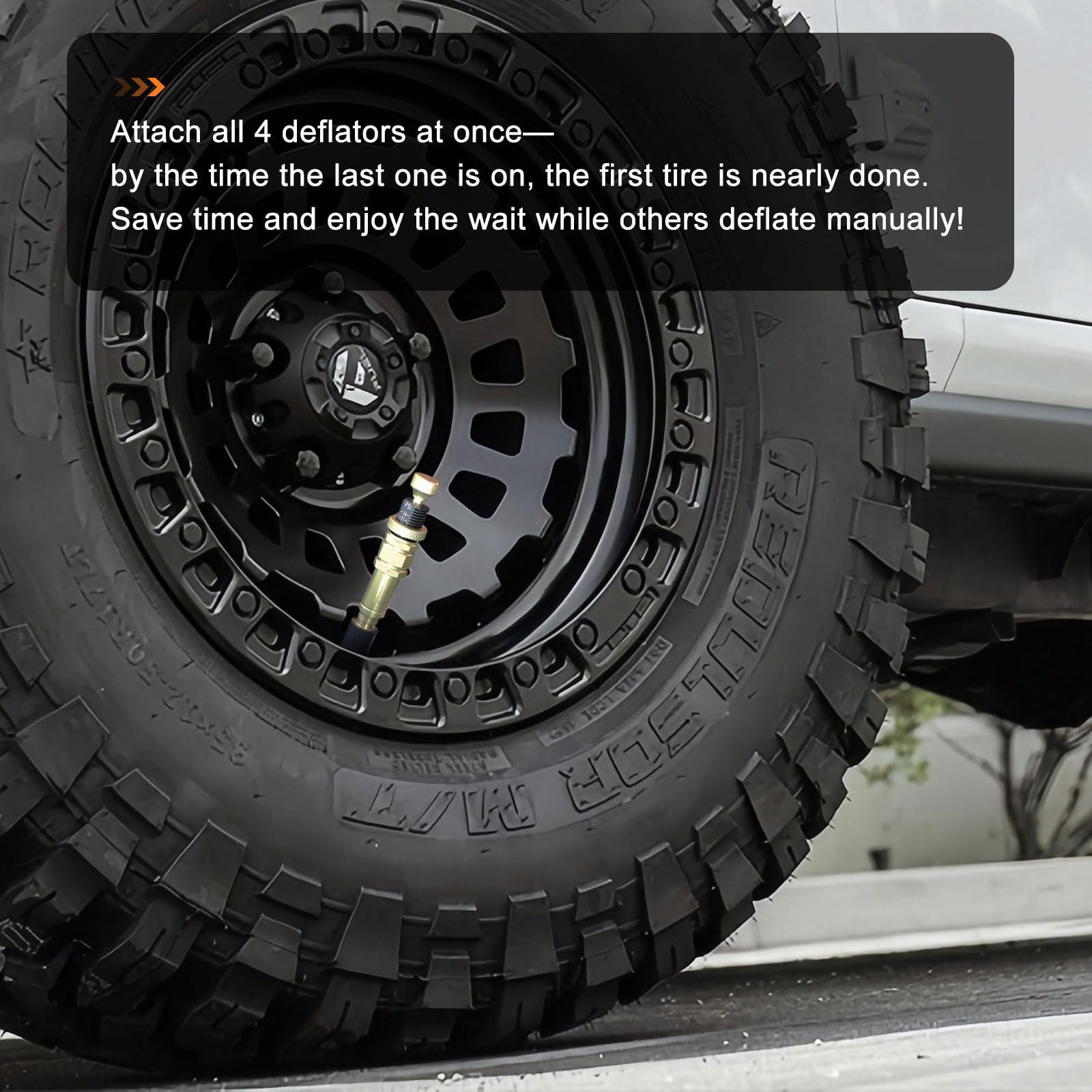 Uharbour Complete Tire Deflator Kit includes four units and a compact bag for easy transport.