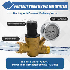 UHEGDRR brass elbow fitting provides secure, leak-free connections for RV lines.