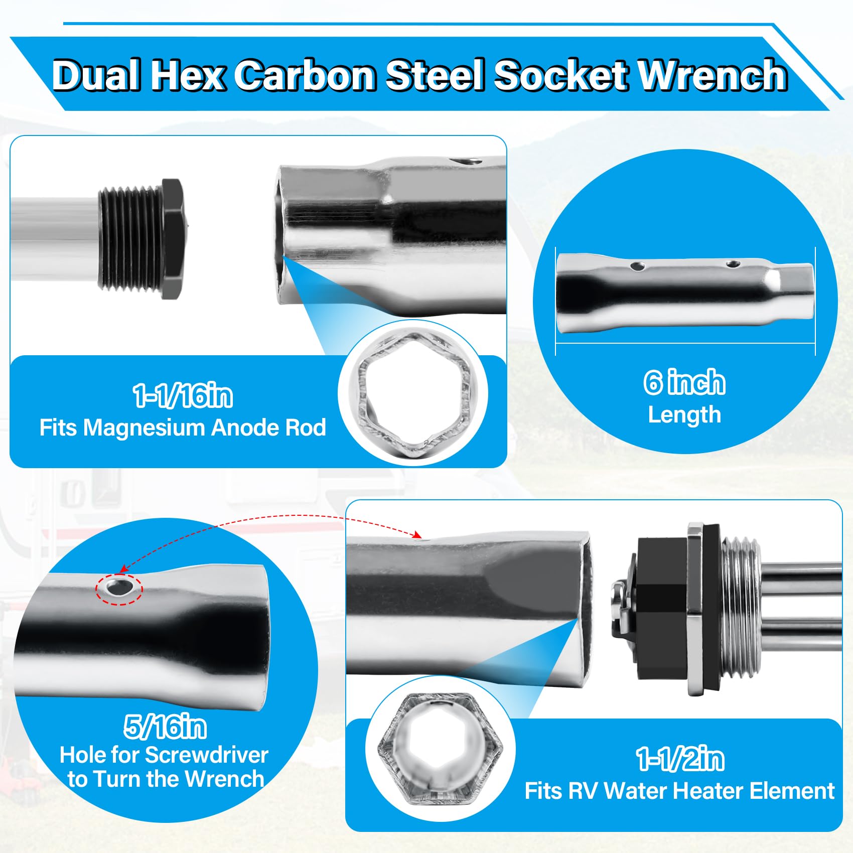 UHEGDRR magnesium anode rod 9.25 inch for corrosion protection.