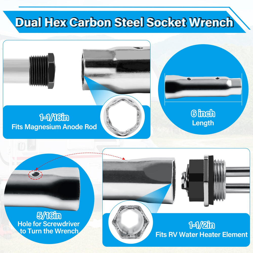 UHEGDRR magnesium anode rod 9.25 inch for corrosion protection.