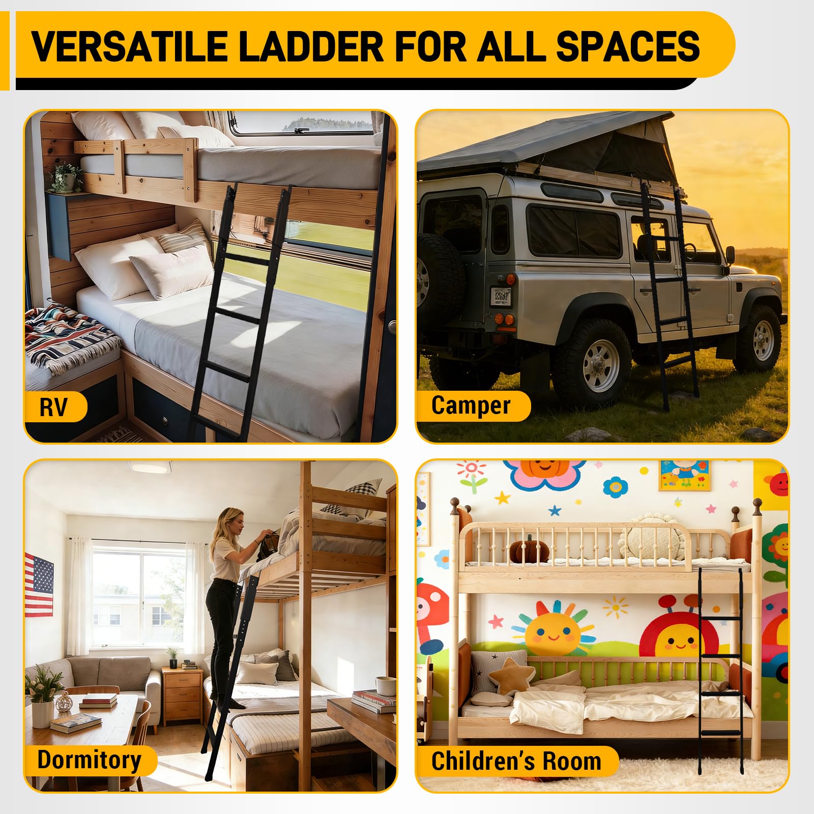UIABOPZ bunk bed ladder powder-coated finish for durability.