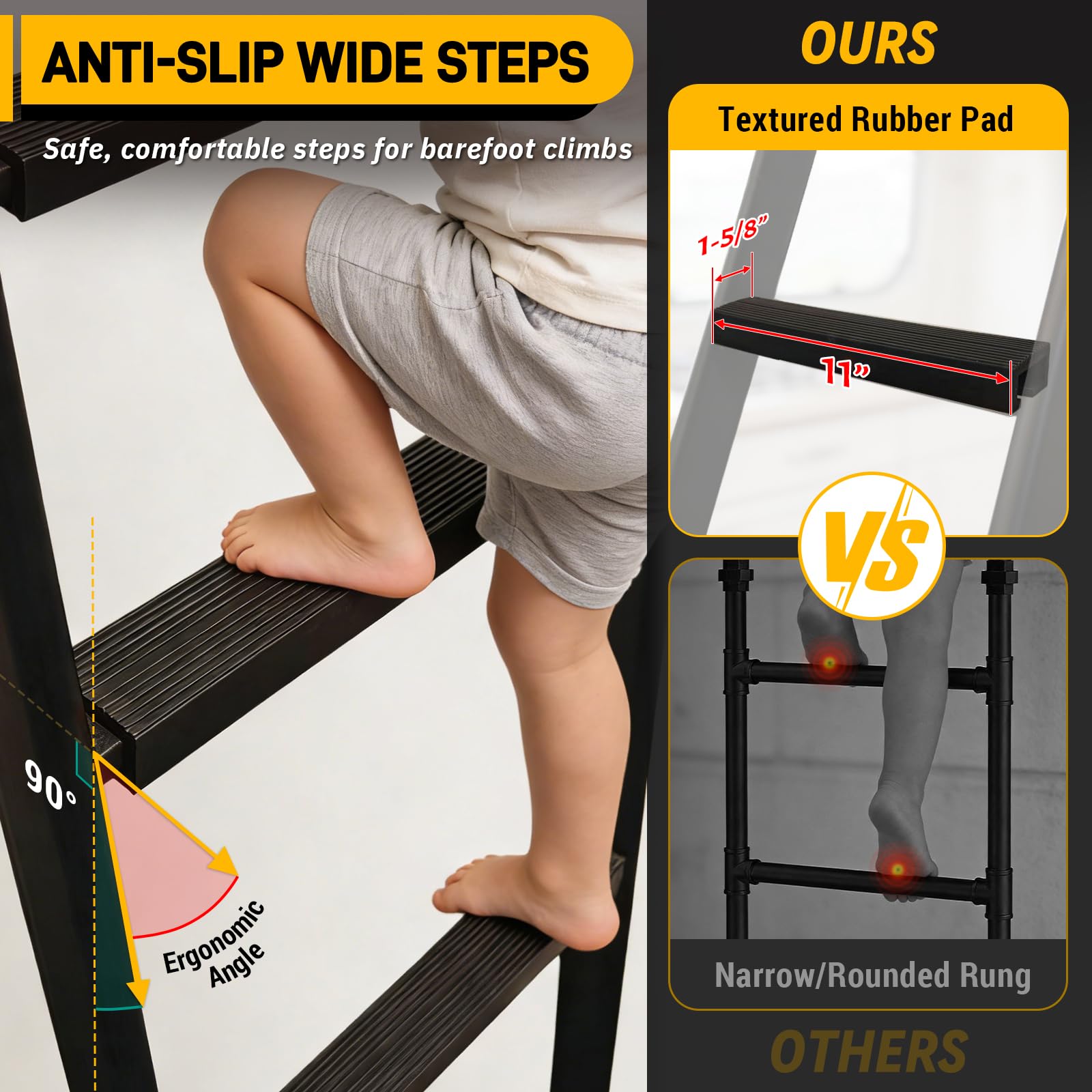 UIABOPZ bunk bed ladder installs quickly in under 10 minutes.