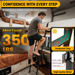 UIABOPZ bunk bed ladder with secure hooks for stable bed attachment.