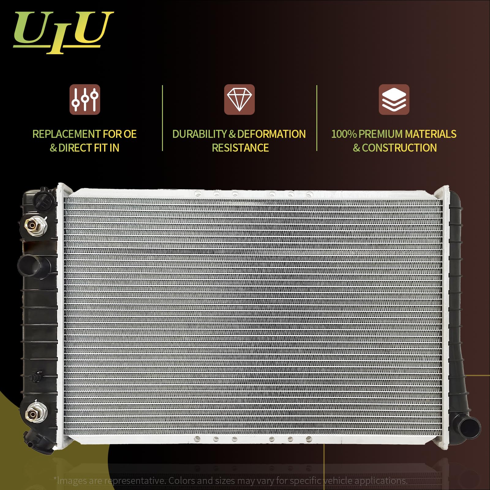 UIU CU2423 radiator side view highlighting compact profile for trucks