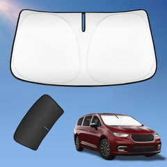 UKTOP sun shade for Pacifica windshield front view providing UV protection and cooler cabin.