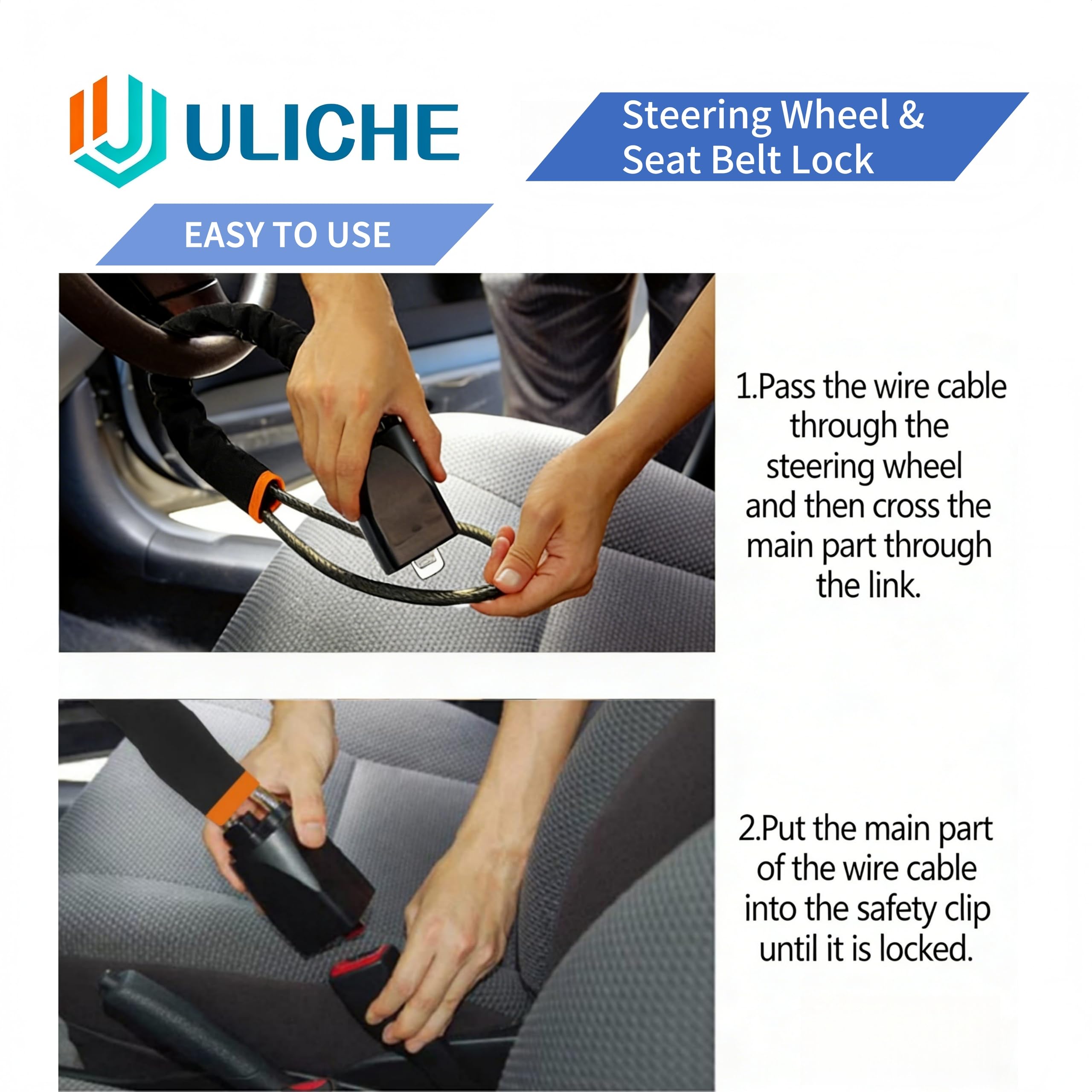 Uliche compact, lightweight car lock for quick protection.
