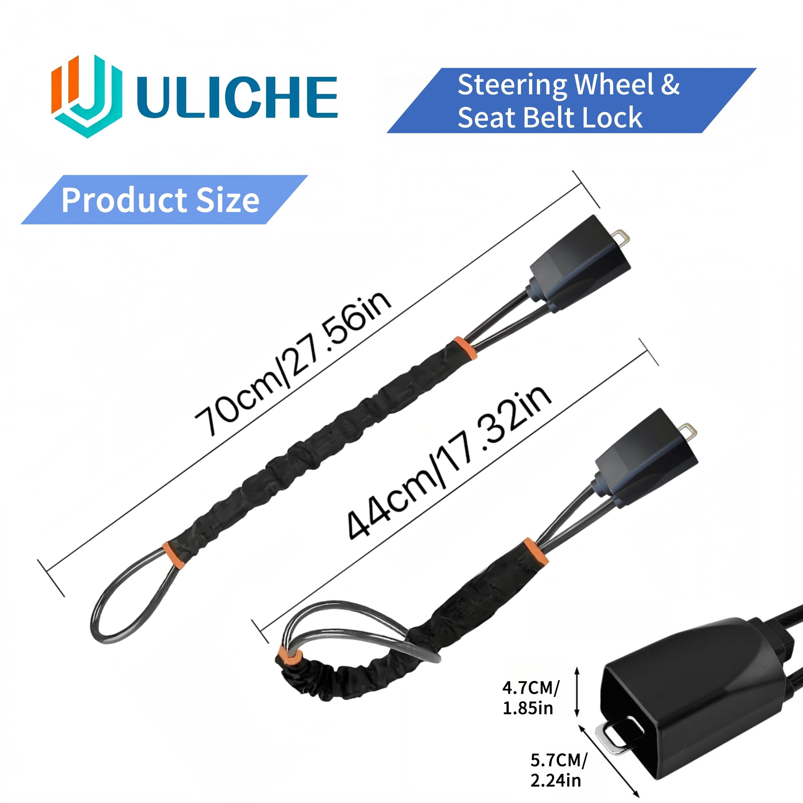 Uliche universal 17-inch adjustable cable ensuring secure fit.