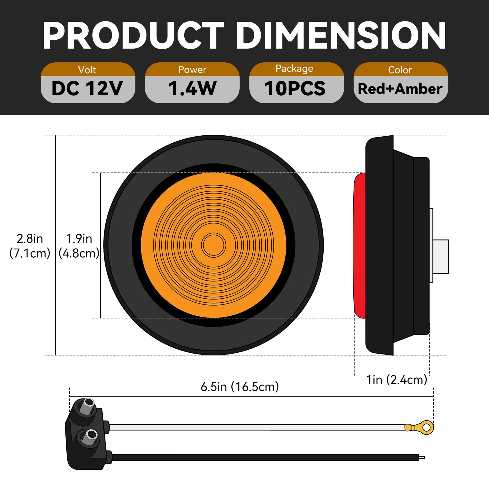 ULITECO 2-inch red round trailer light for clear signaling.