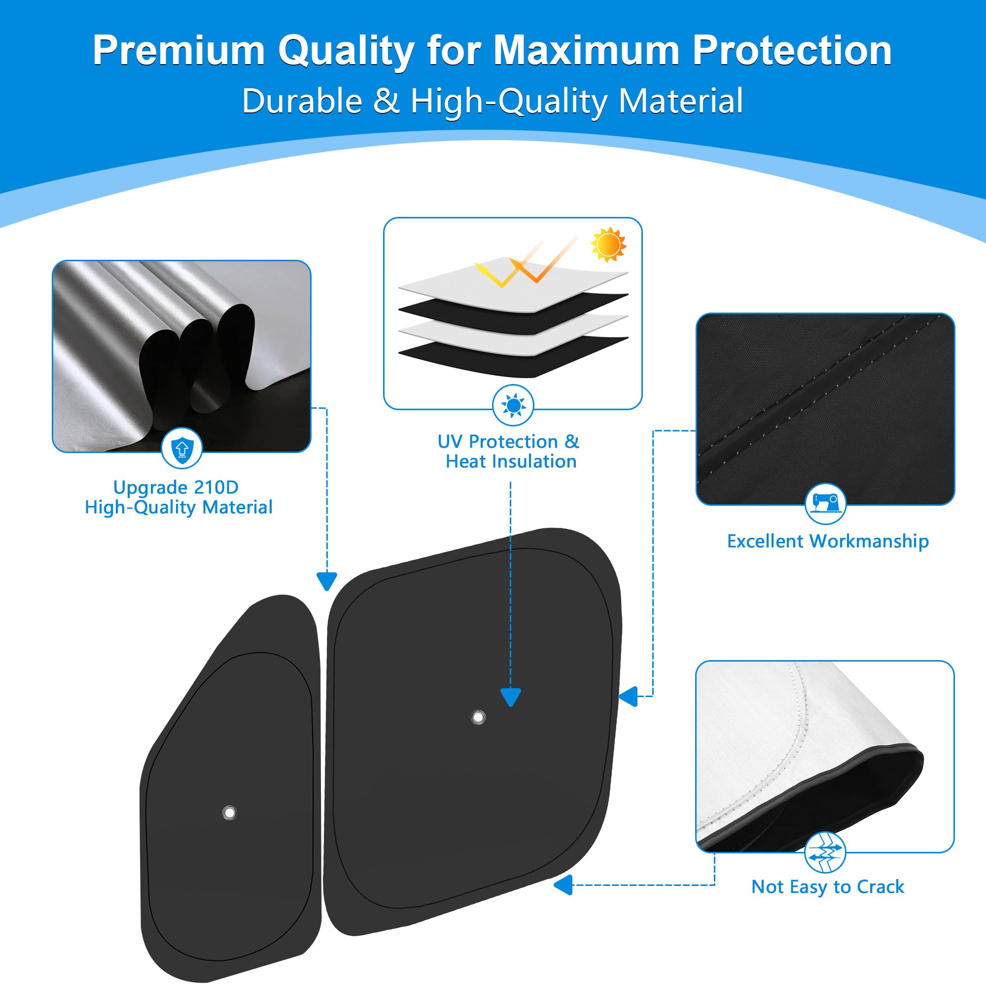 210T reflective fabric with dual layers keeps the cabin cooler
