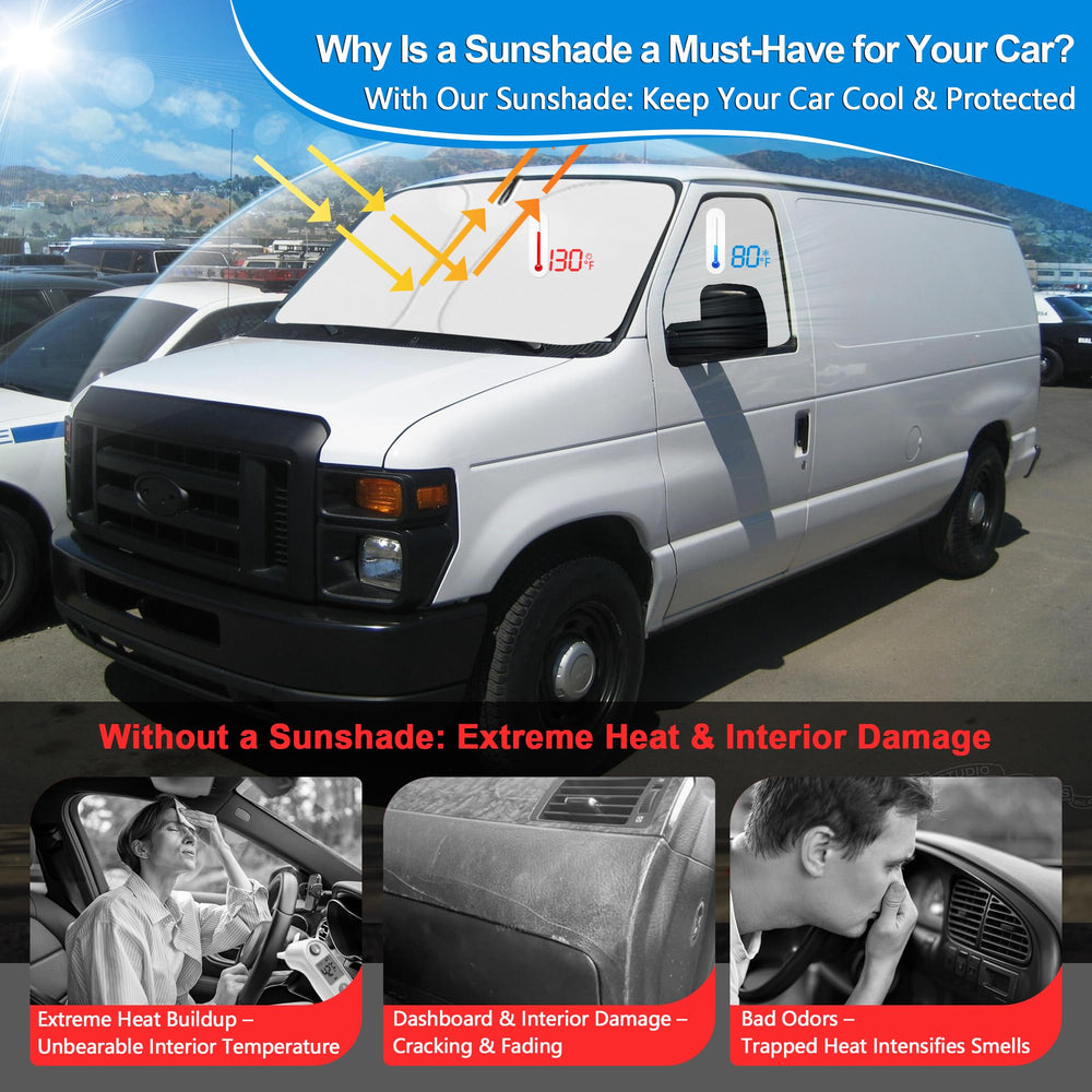Easy installation of ULROLIT sun shade on Chevy Express window.