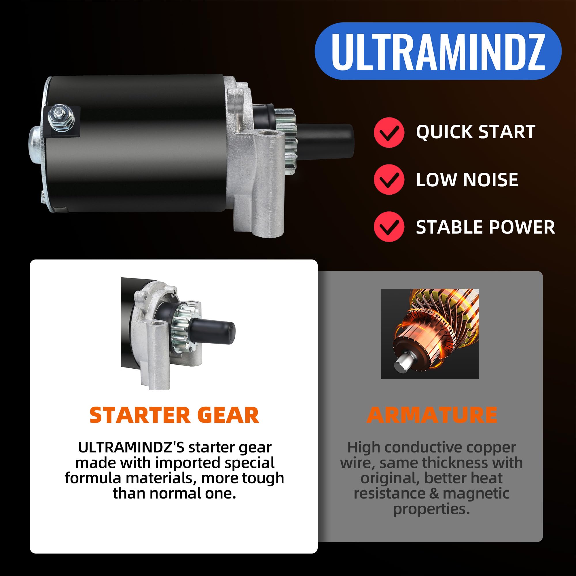 Ultramindz 12V starter CCW rotation with 13 teeth for retrofit