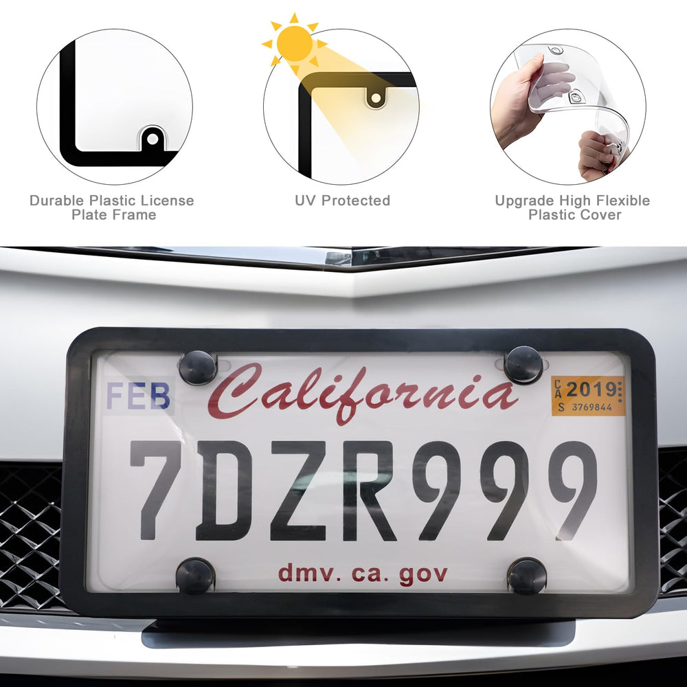 Ulycon license plate cover rear view in 2-pack for easy upgrade