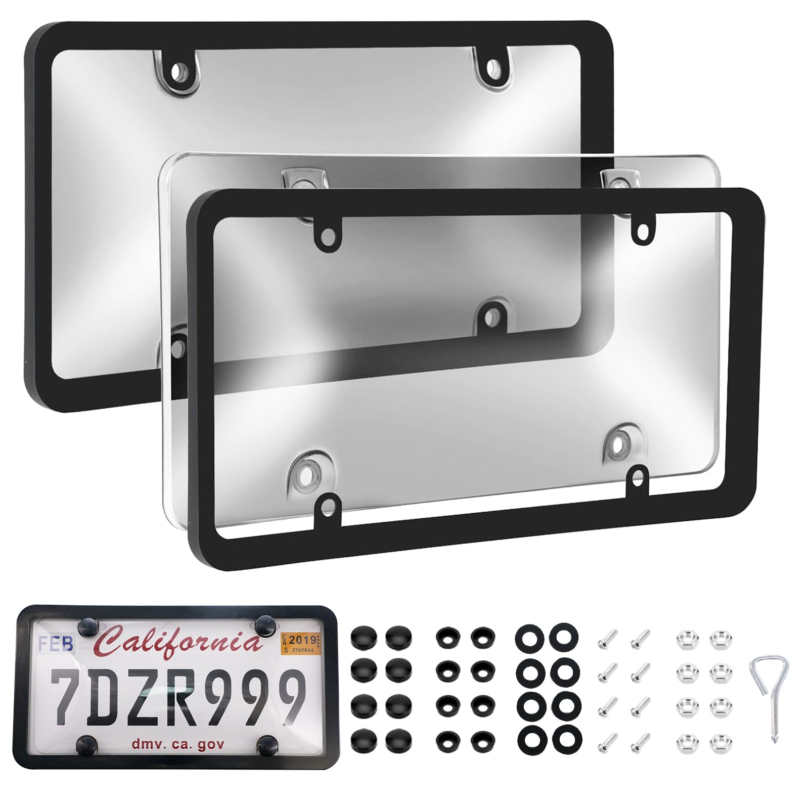 Ulycon transparent license plate cover front view protects while keeping readability