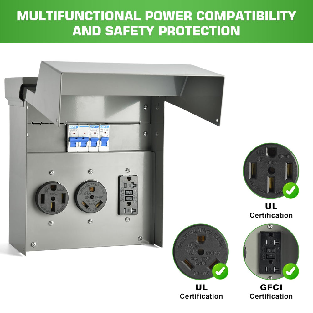 Umaogus 30A receptacle with silver-plated contacts for efficient power