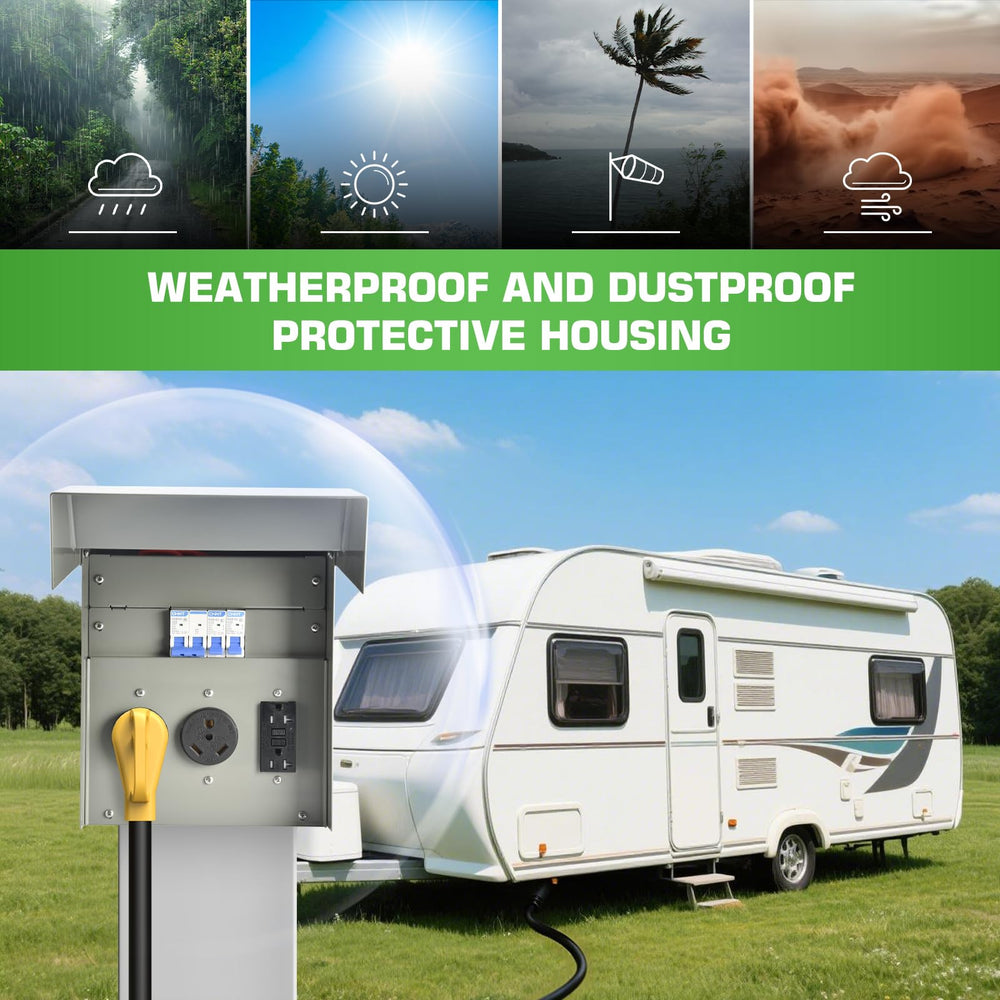 Umaogus outdoor installation at a campsite for temporary power