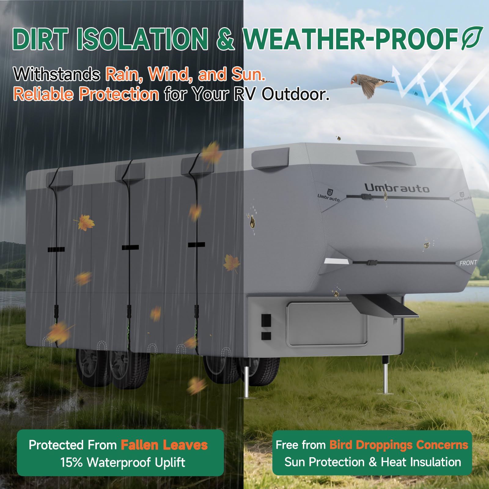 Umbrauto packaging shows included accessories for quick setup and maintenance.