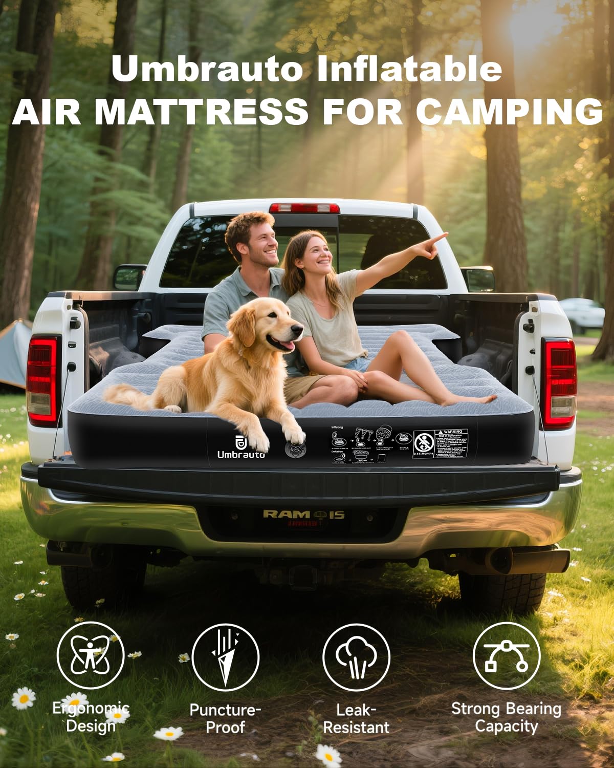 Umbrauto mattress placed in a full-size bed, demonstrating proper fit 5.5–5.8 ft.