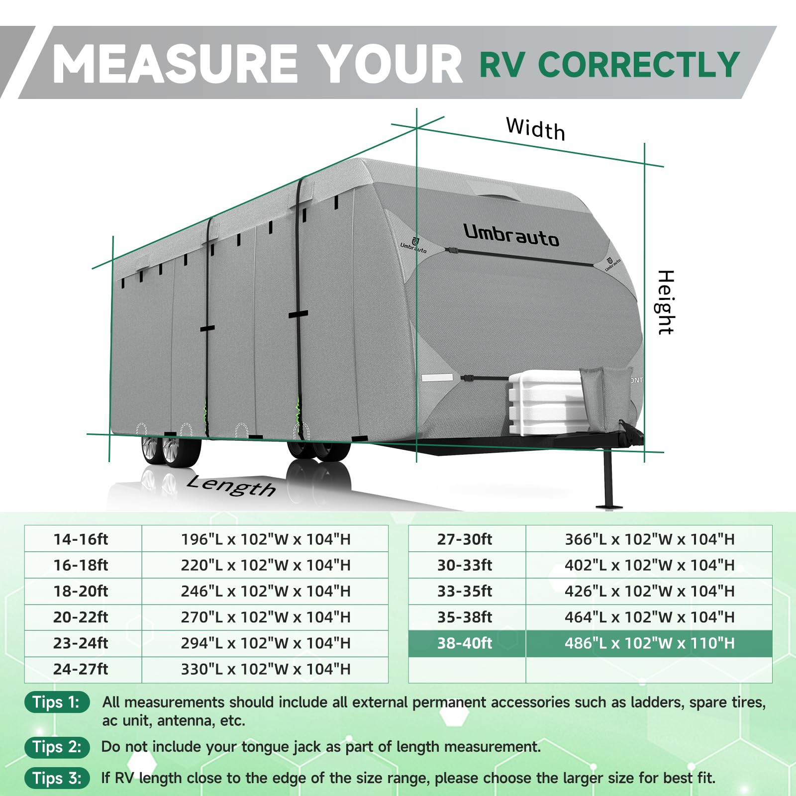 Umbrauto RV cover breathable vents reduce interior moisture.