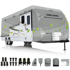 Umbrauto RV cover top view shows rugged 7-layer fabric for all-season protection.