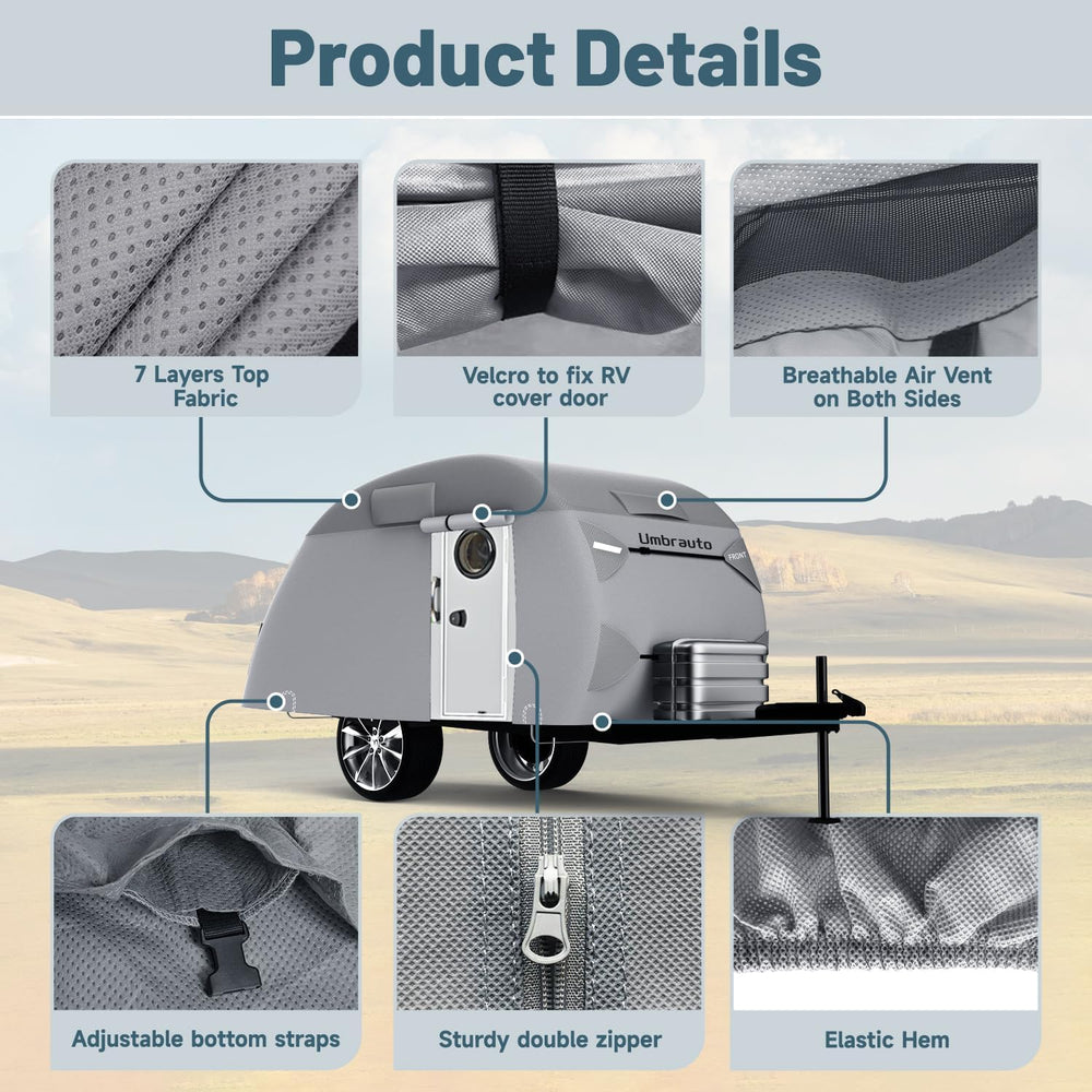 Umbrauto teardrop cover size fit for 12 to 15 ft campers.