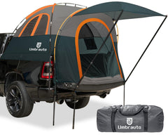 Umbrauto truck bed tent with expandable awning provides shaded comfort during outdoor trips.