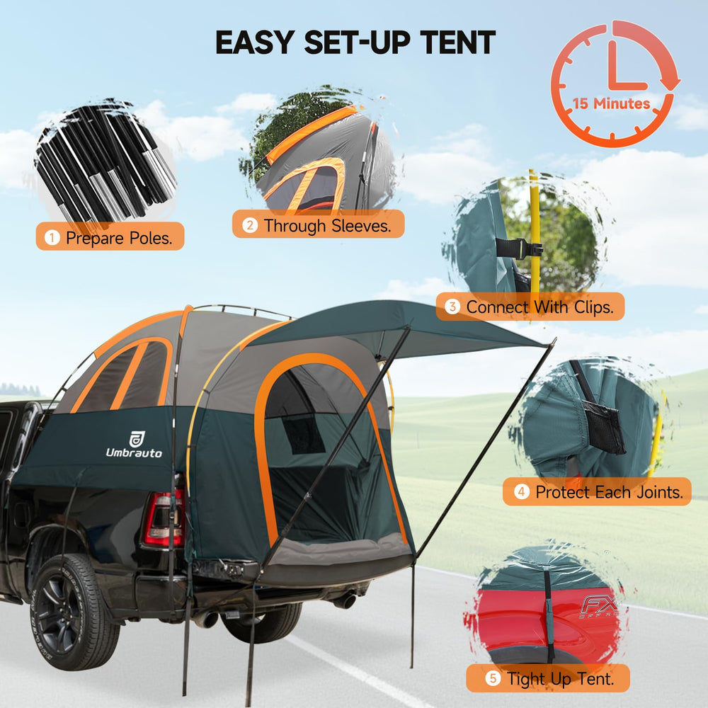 Umbrauto truck bed tent available in three colors for personal style and visibility.