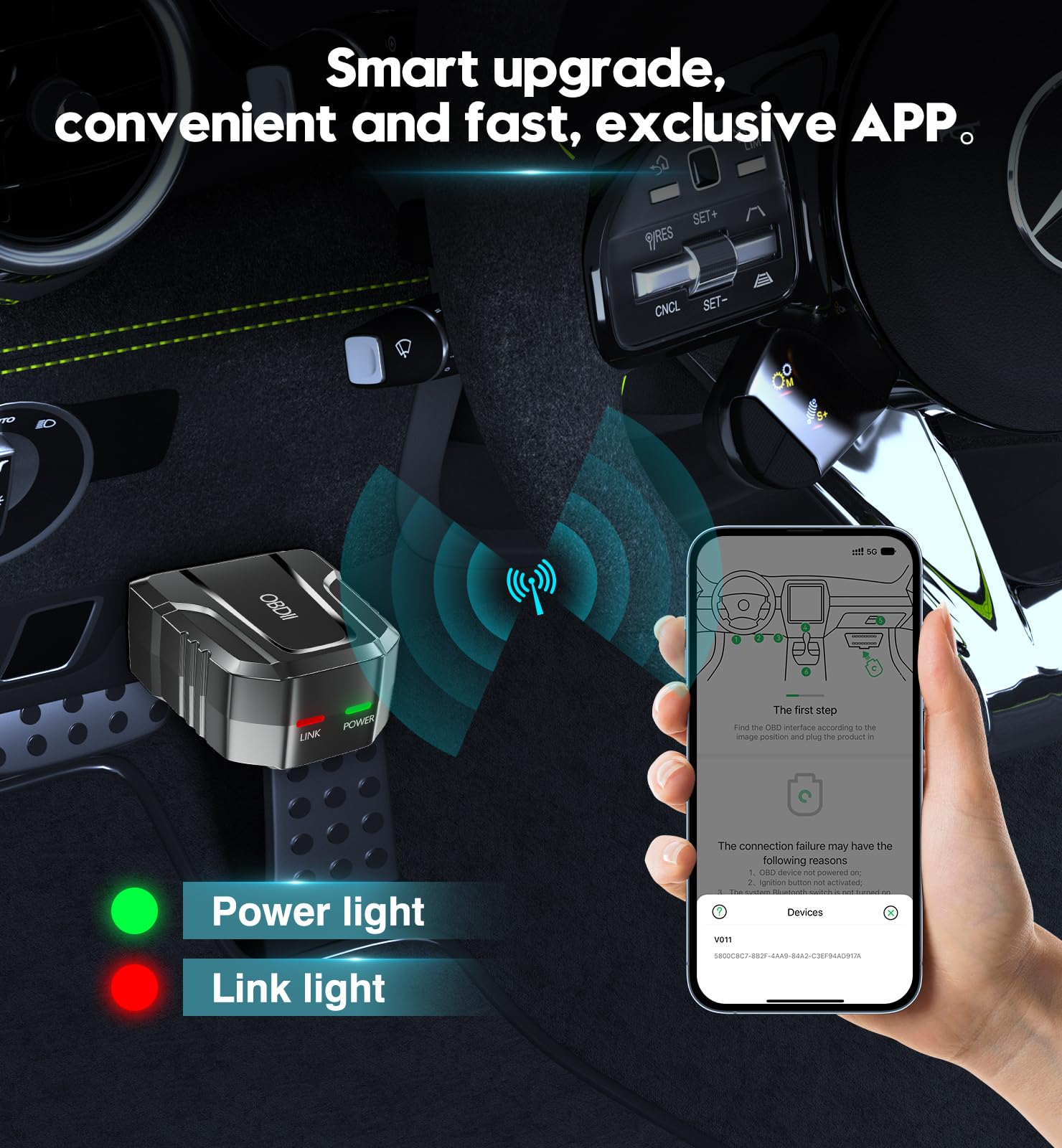Diagnostic codes screen highlights clear fault codes for precise troubleshooting.