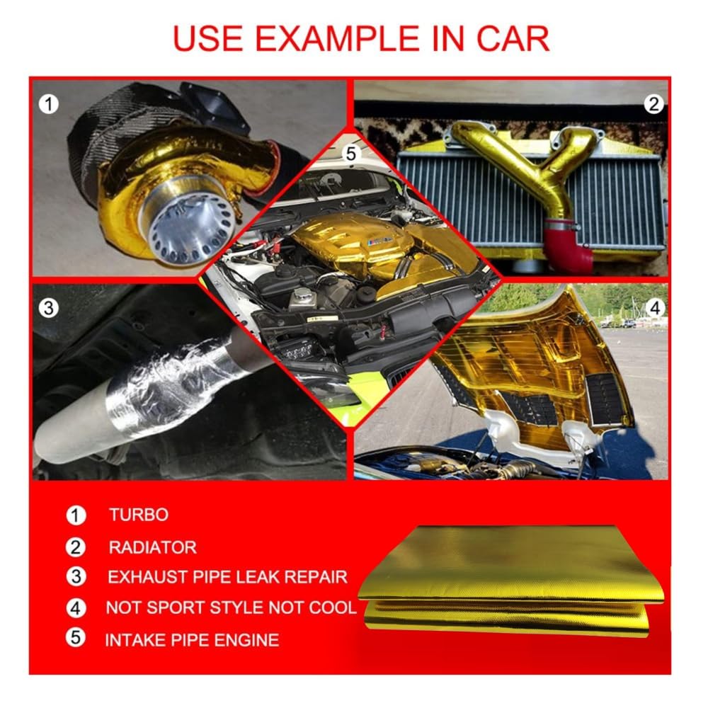 Ummickl glass fiber with gold facing forms a durable heat barrier.