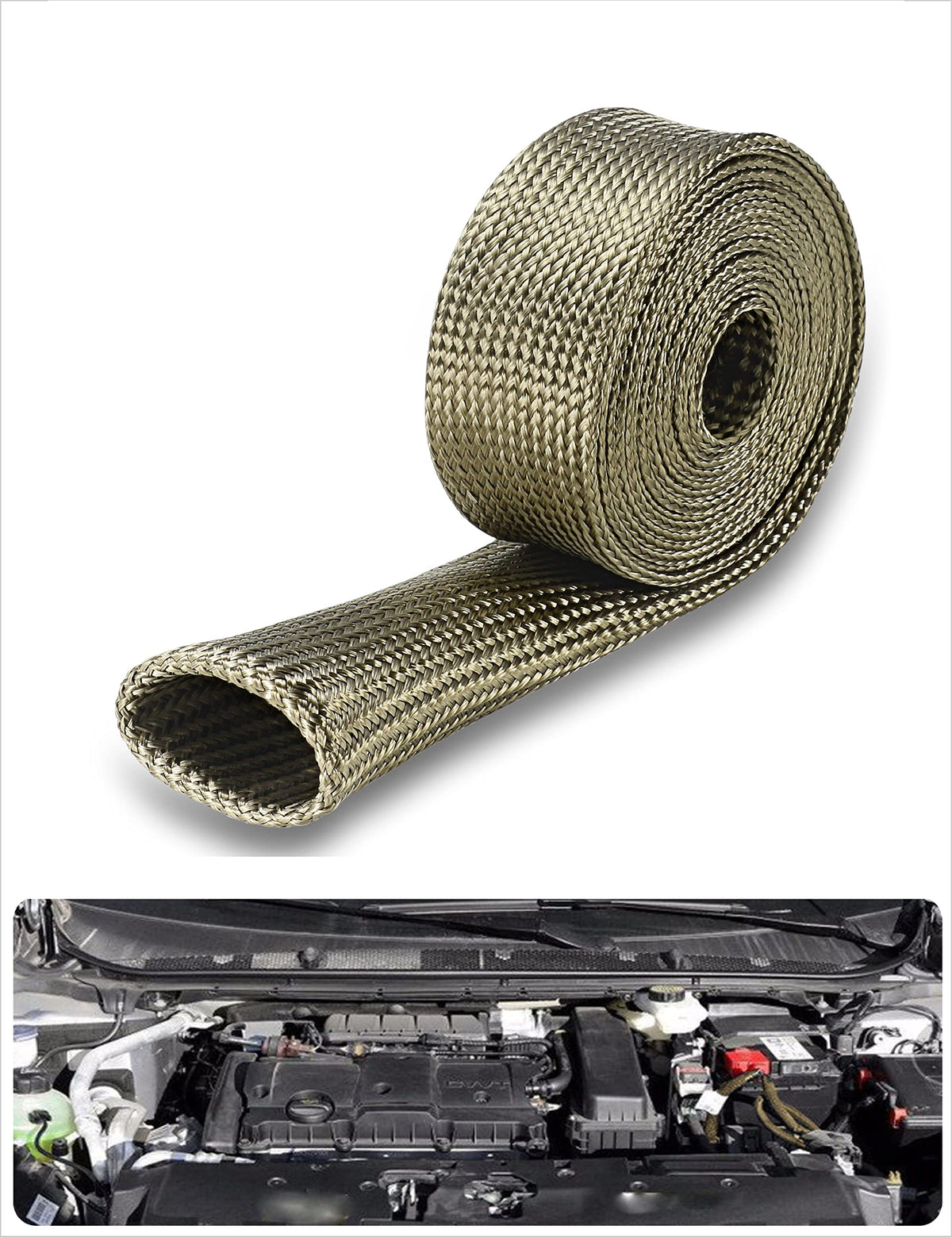 Ummickl heat shield sleeve protects fuel lines from radiant heat up to 2500°F.