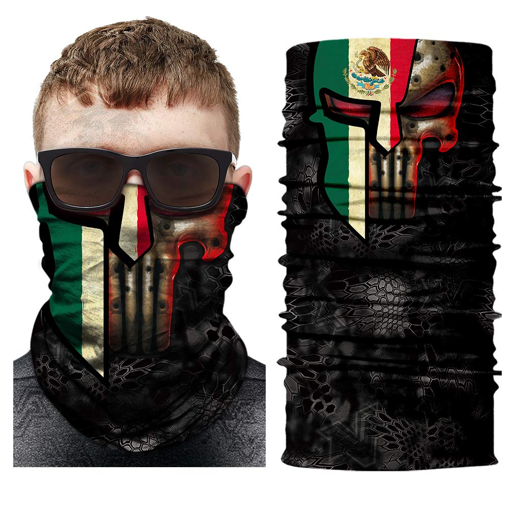 unbrand skeleton mexico-flag bandana design adds bold style for outdoor use