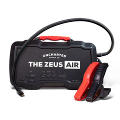 Uncharted Supply Co. Zeus Air jump start readiness powers engines without a second vehicle.