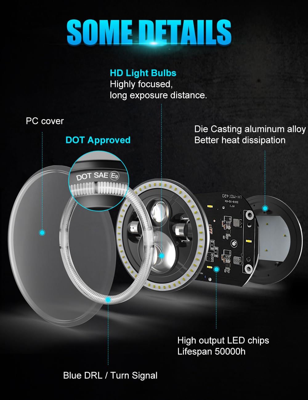 UNI-SHINE Two-pack of 7-inch LED headlights for upgrade