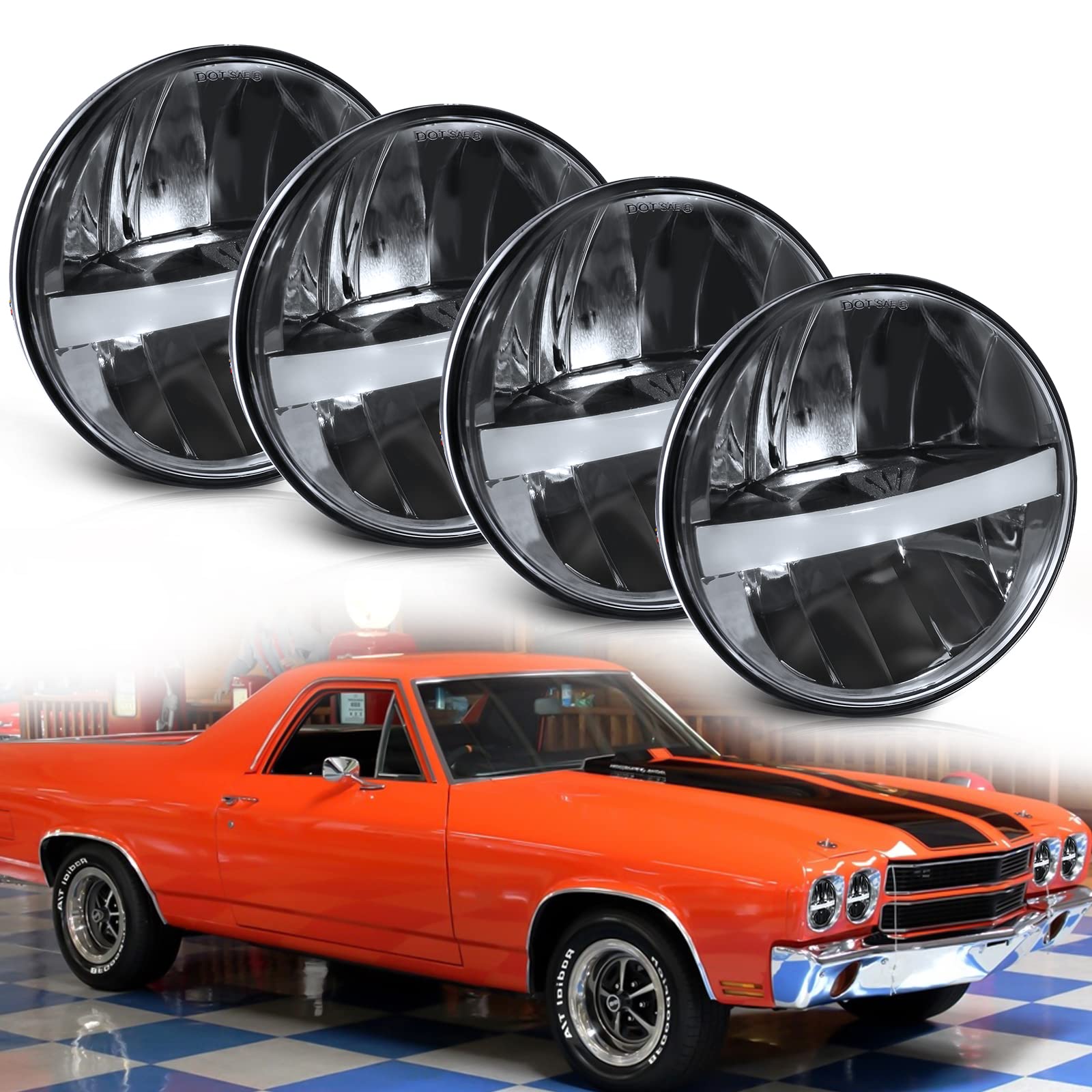 UNI-SHINE 5-3/4 inch round headlight with Peterbilt fit for clearer long-range visibility.
