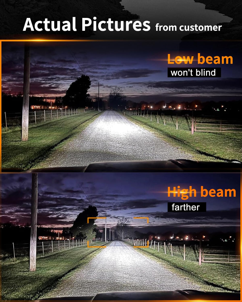 DOT-approved UNI-SHINE headlight confirms on-road legality and compliance.