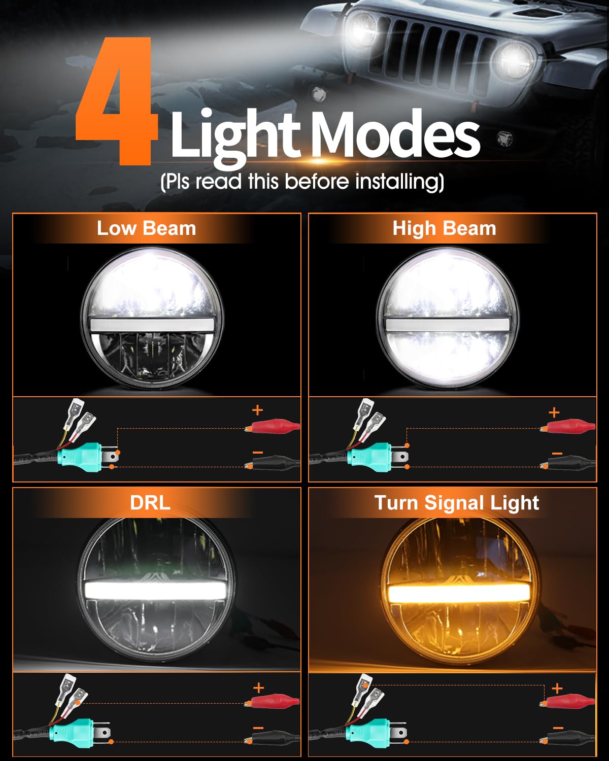 UNI-SHINE DRL white beam demonstrates daytime visibility for safer daytime driving.