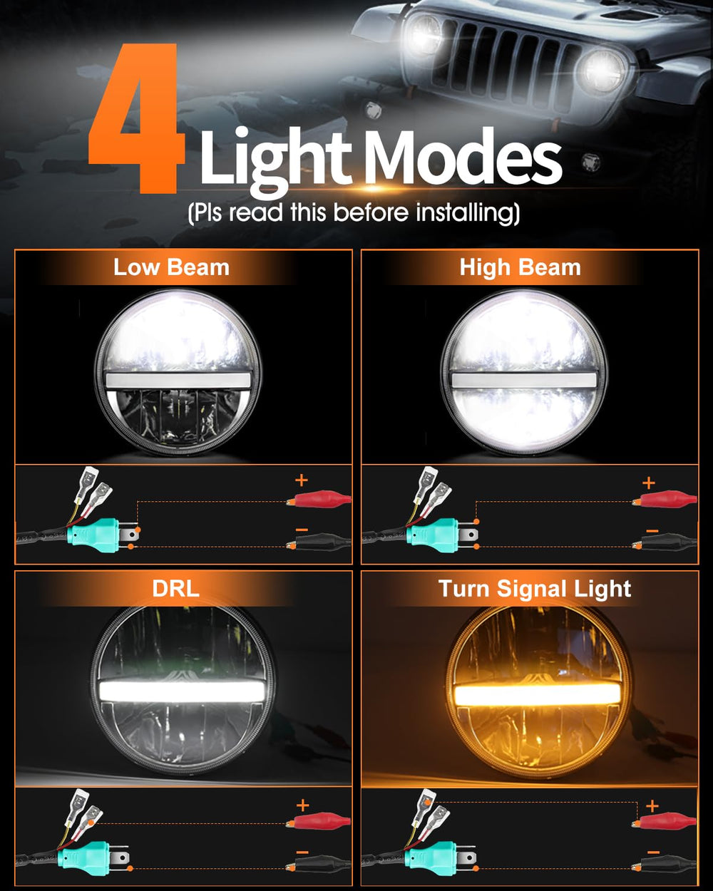 UNI-SHINE DRL white beam demonstrates daytime visibility for safer daytime driving.