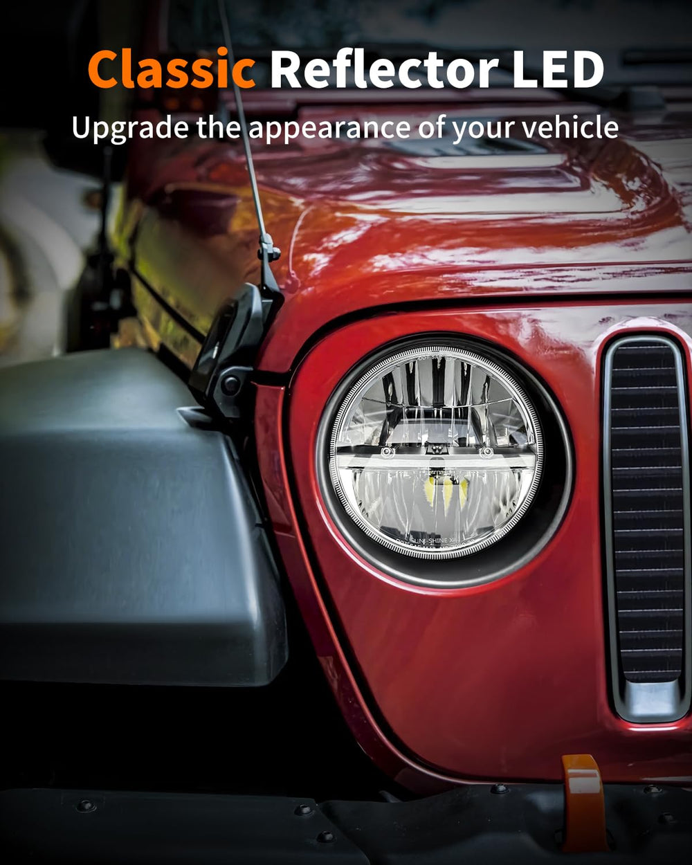 UNI-SHINE 7 inch LED headlight chrome beam pattern delivers clearer cues for safety
