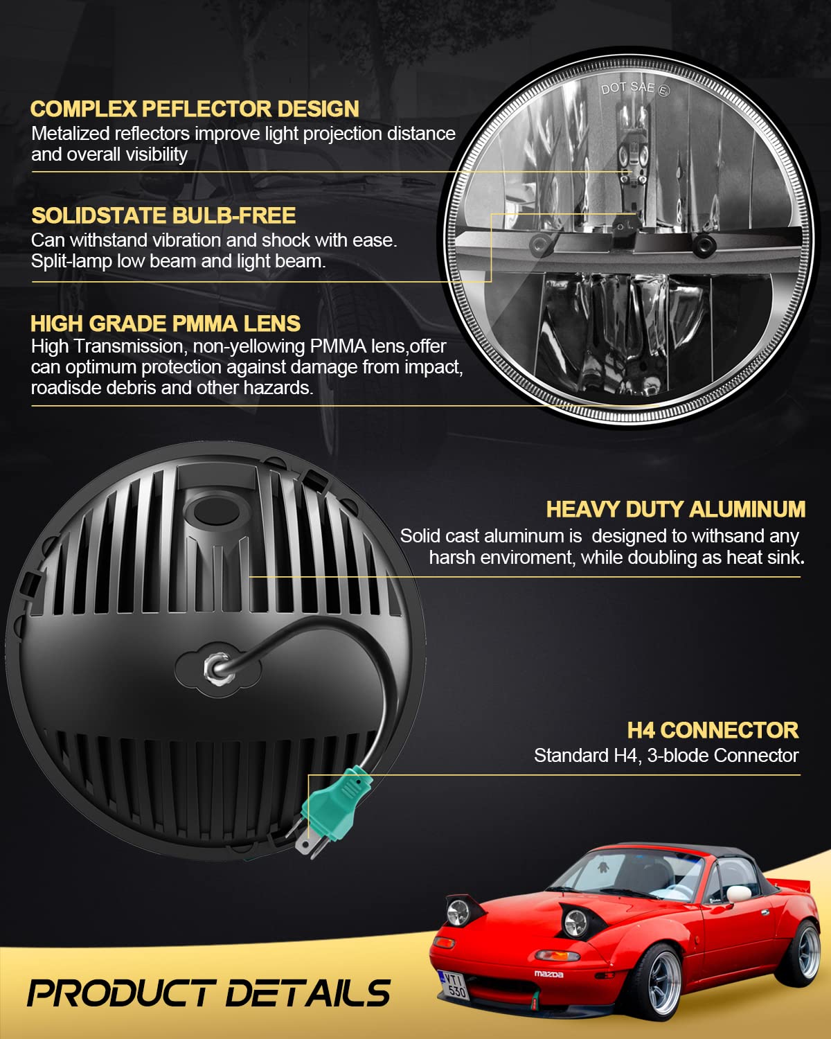 UNI-SHINE 7-inch LED headlight installation with plug-and-play wiring