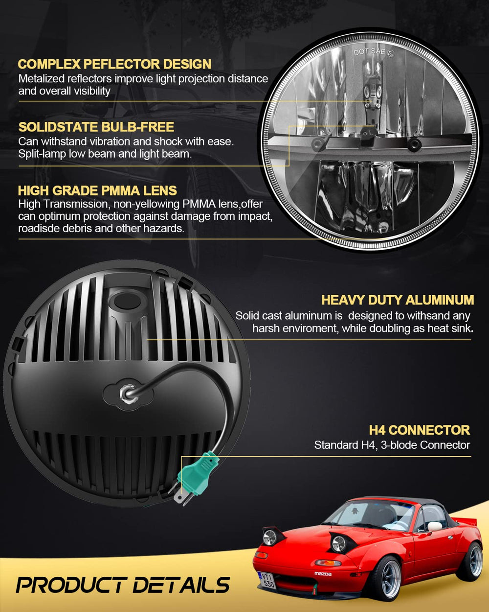 UNI-SHINE 7-inch LED headlight installation with plug-and-play wiring