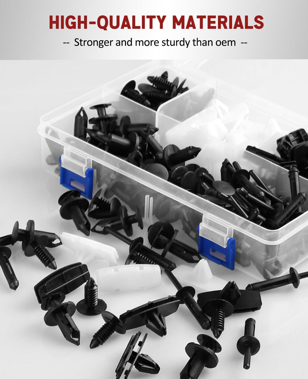 UNIGT Fastener Retainer Clips Pack laid out for versatile Jeep repairs