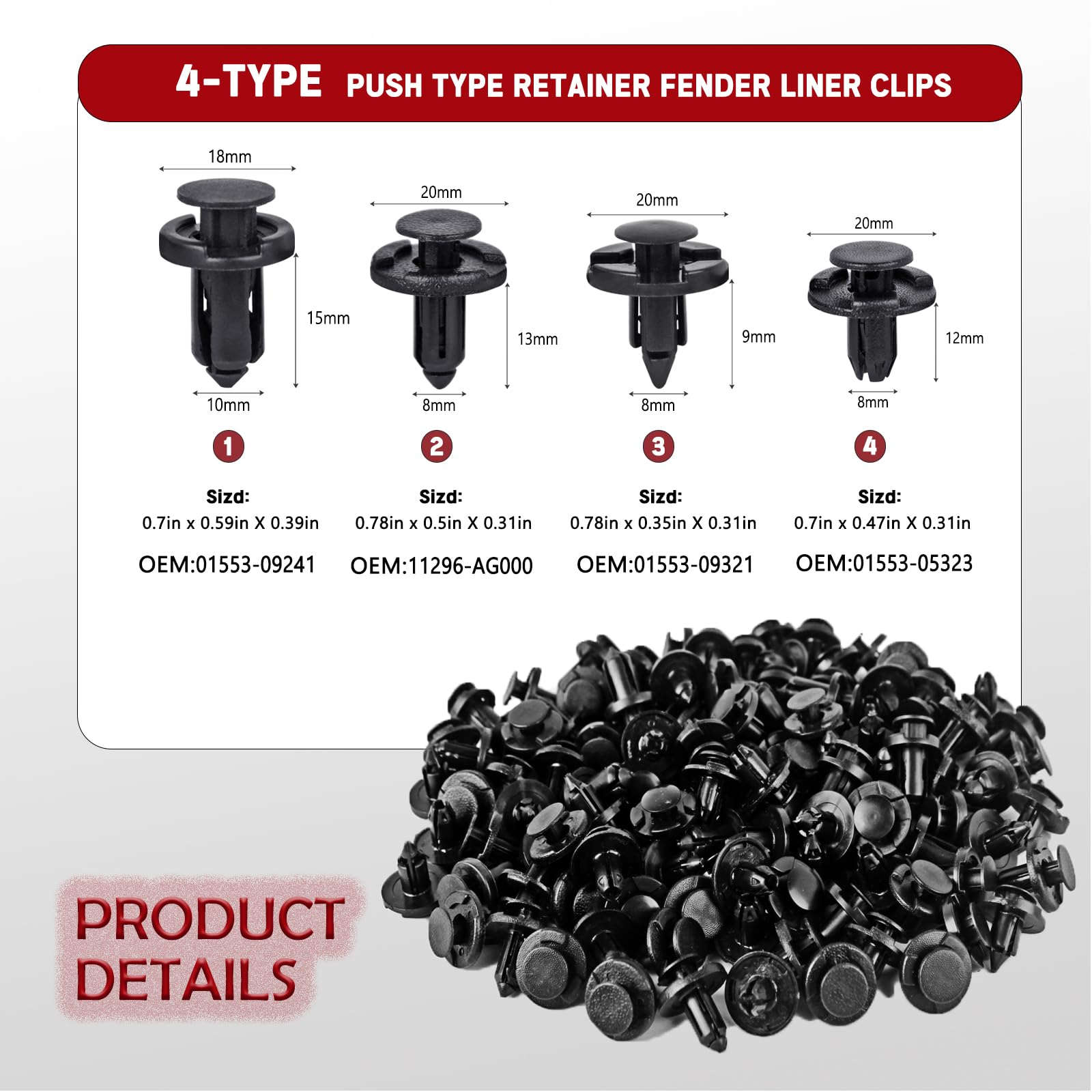 UNIGT fender-liner inter-panel fasteners fit 8mm holes for quick panel stabilization