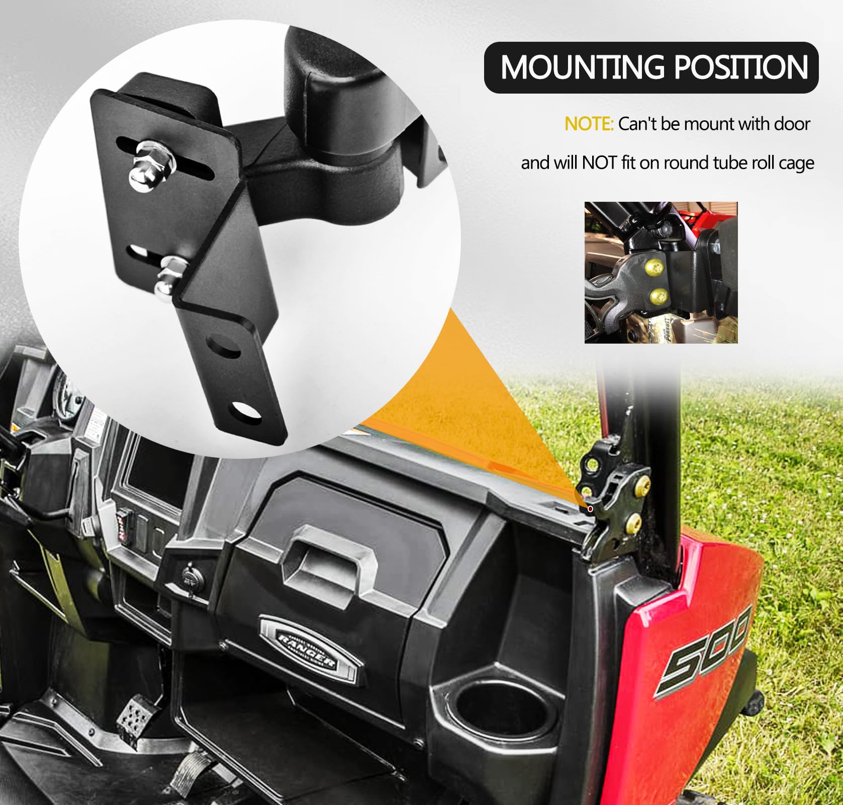 UNIGT side view mirror for Polaris Ranger with Lock N Ride enhances field of view