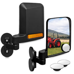 UNIGT universal tractor side mirror left shows wide blind-spot view for safer backing