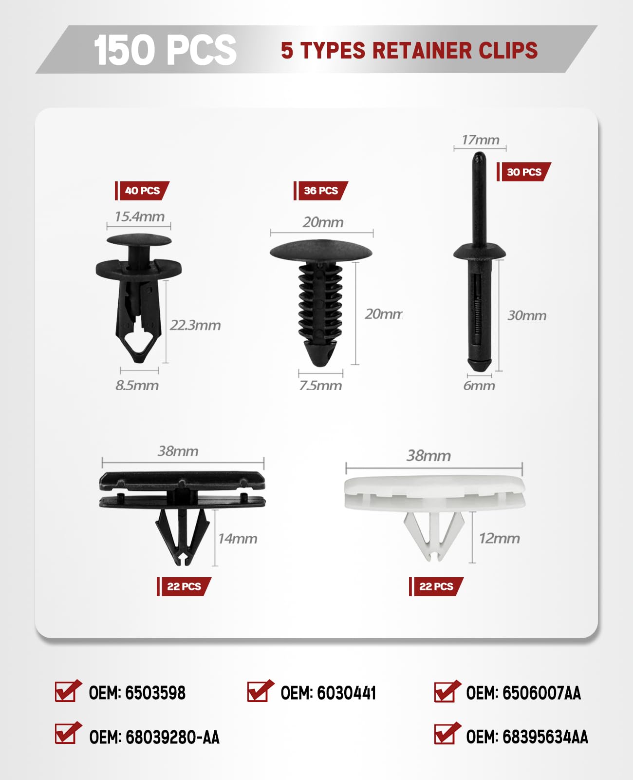 UNIGT Wheel Flare Clips White showing Wrangler JL compatibility