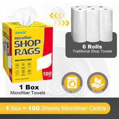 UNIMADE shop rags with lint-free microfiber for scratch-free surfaces.